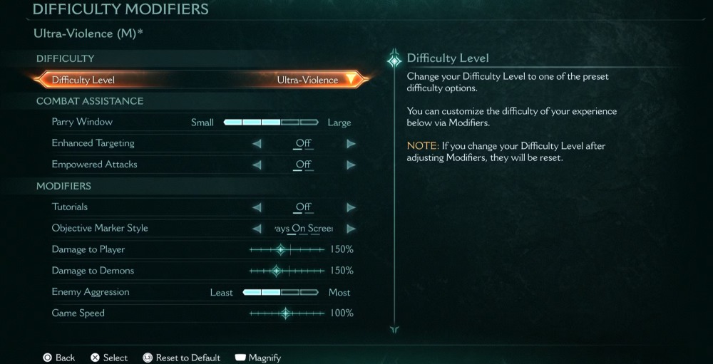 All DOOM The Dark Ages Difficulty Settings